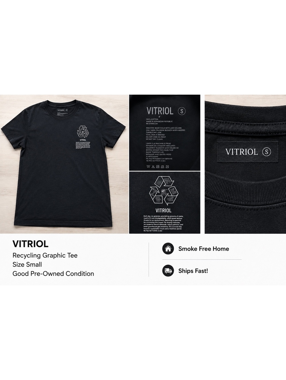 Vitriol, size Small, black/charcoal graphic tee